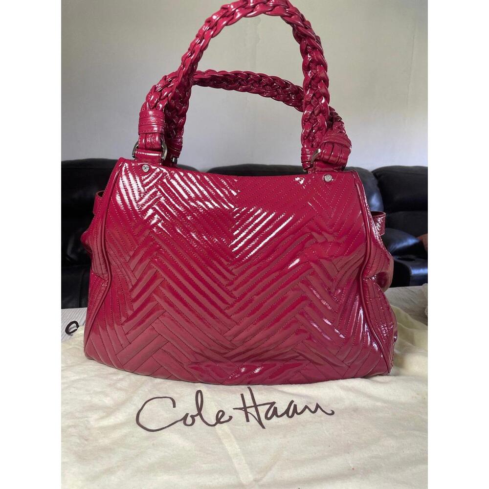NEW Cole Haan Laury Quilted Patent Leather Satchel Purse Handbag